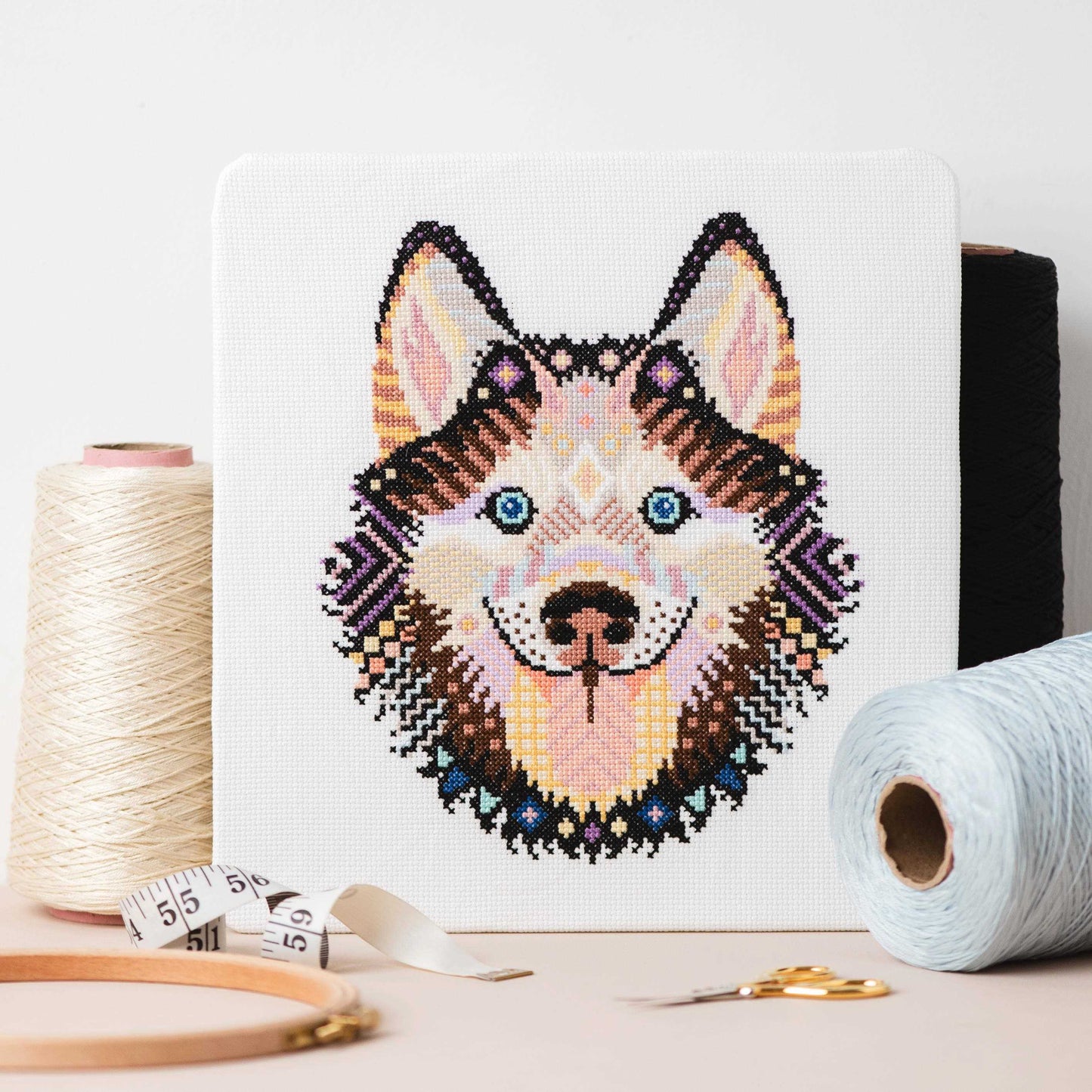 Mandala Husky Cross Stitch Chart