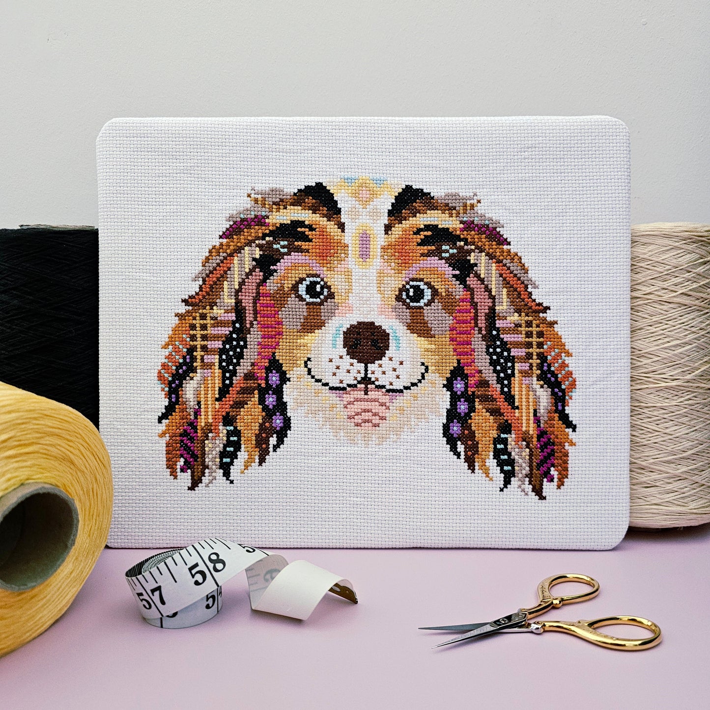 Mandala King Charles Spaniel Dog Cross Stitch Chart