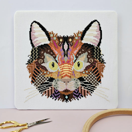 Mandala Black Cat Cross Stitch Chart