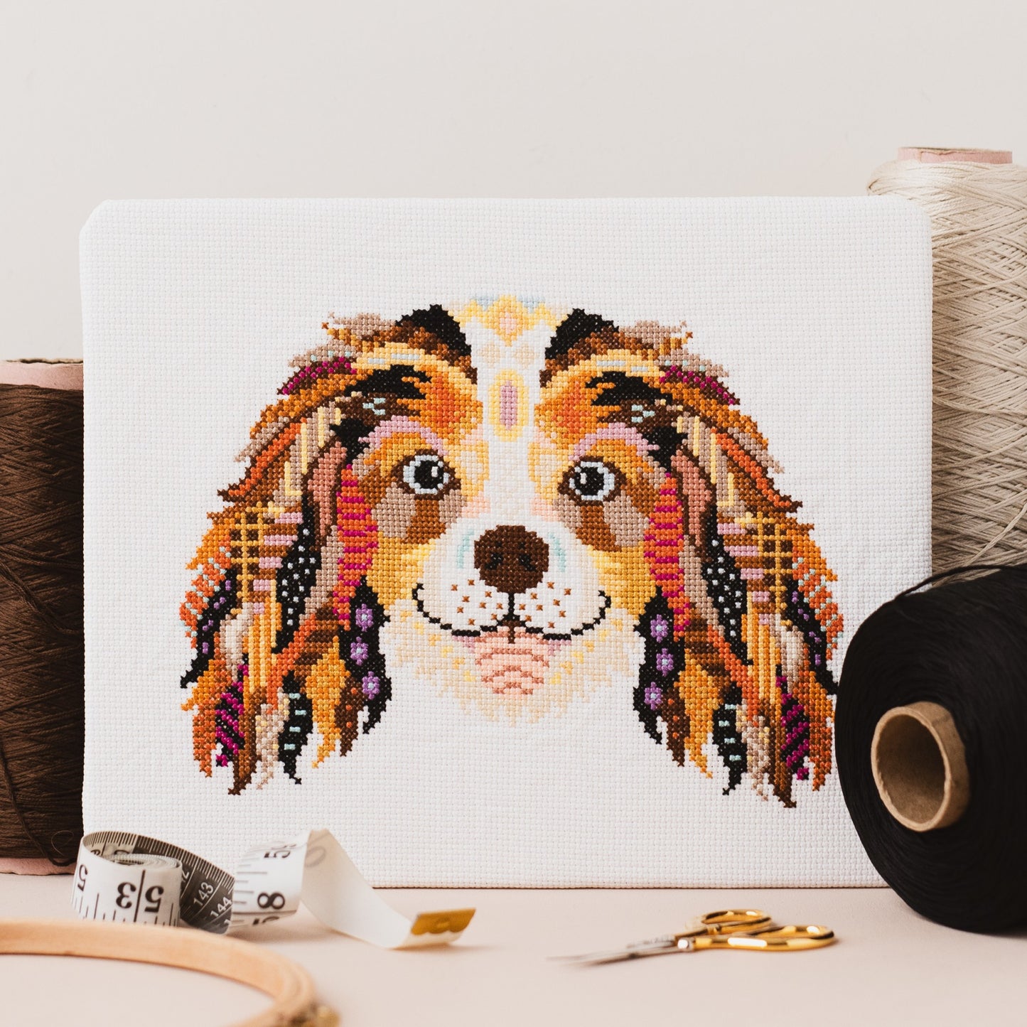 Mandala King Charles Spaniel Dog Cross Stitch Chart