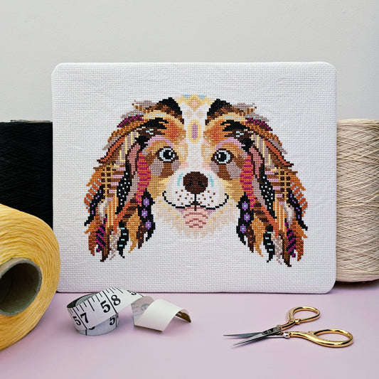 Mandala King Charles Spaniel Dog Cross Stitch Chart