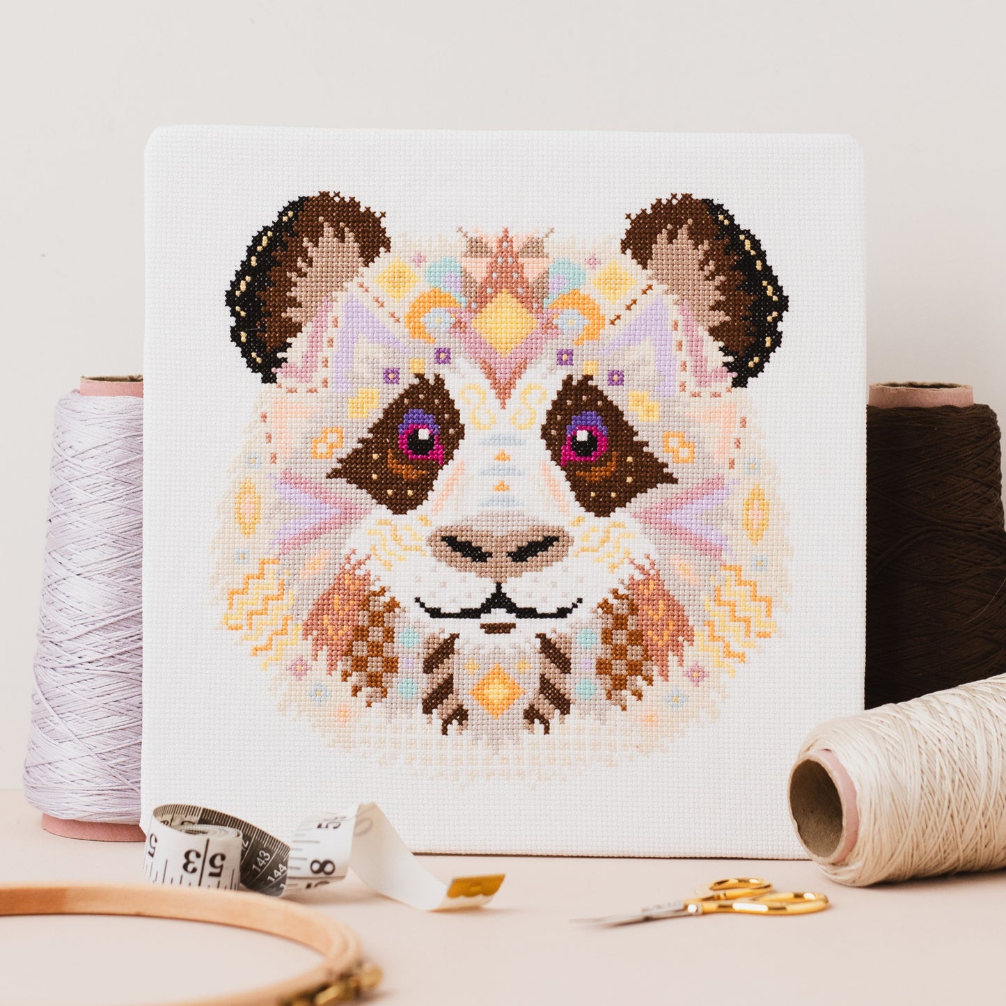 Mandala Panda Counted Cross Stitch Kit
