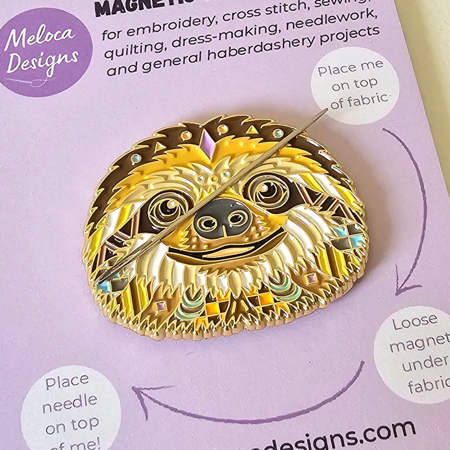 Mandala Sloth Magnetic Needle Minder