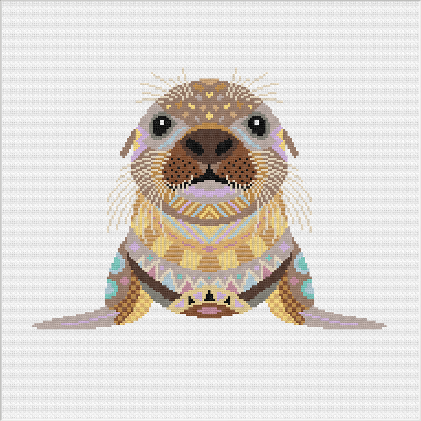 Mandala Sea Lion Counted Cross Stitch Kit