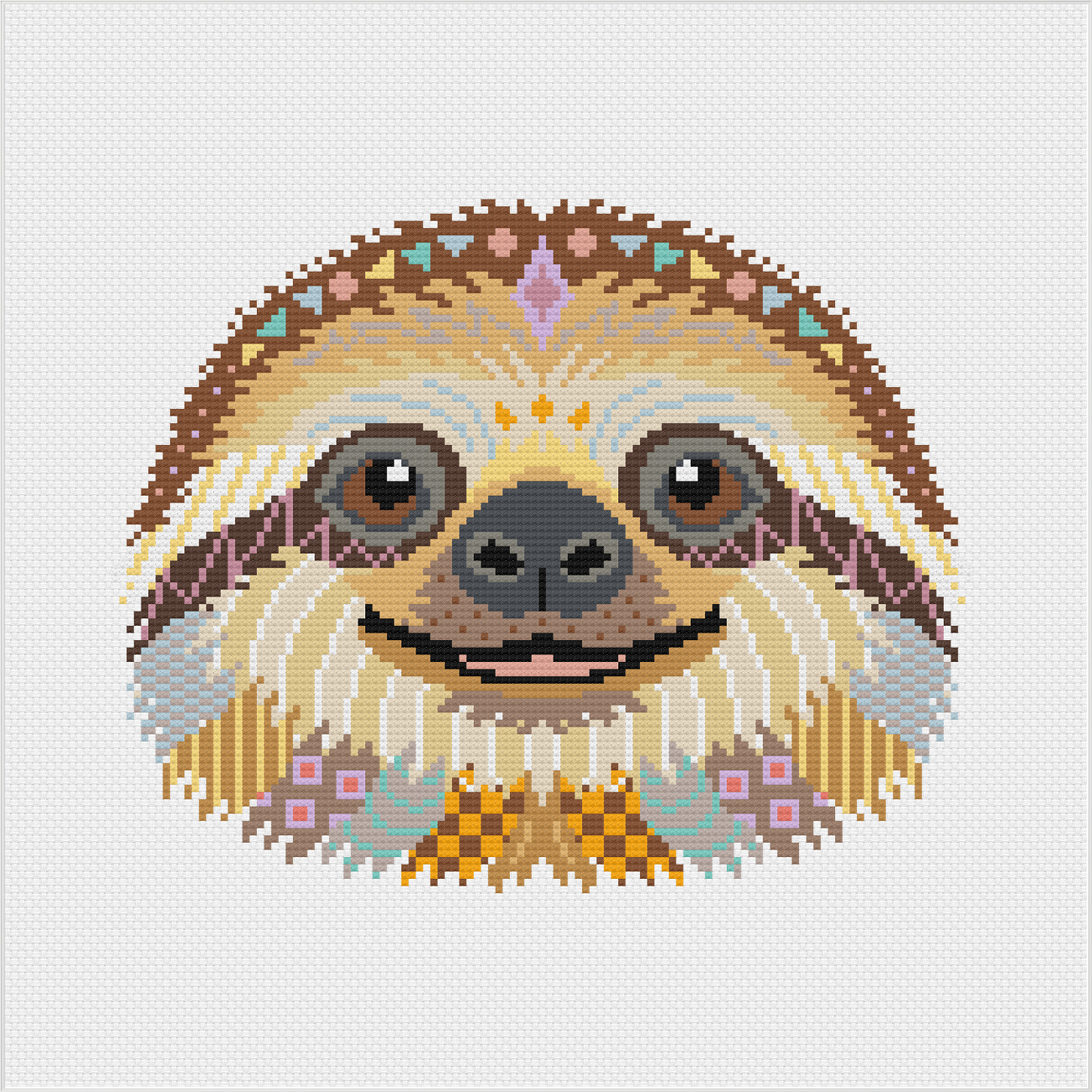 Mandala Sloth Counted Cross Stitch Kit