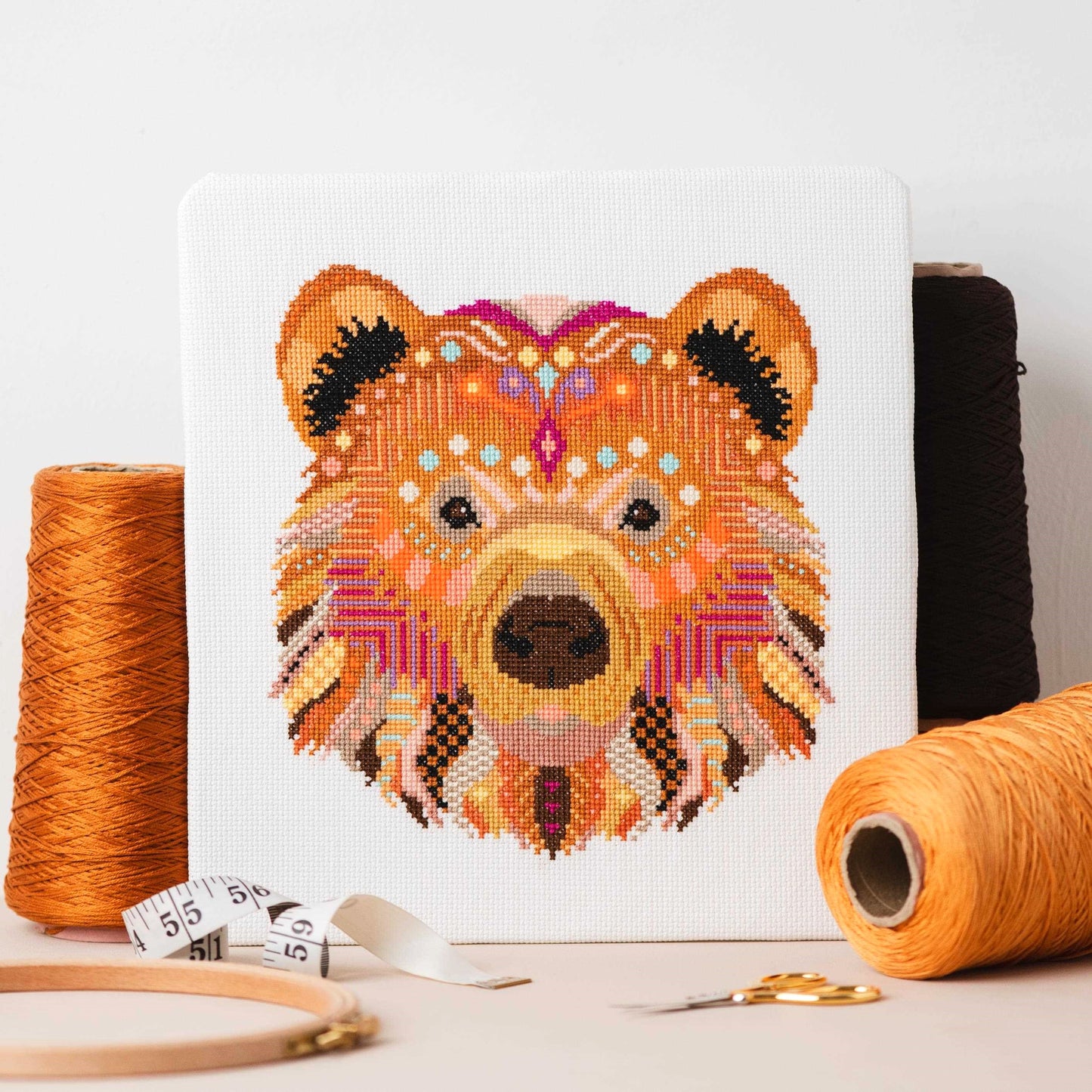 Mandala Bear Counted Cross Stitch Kit