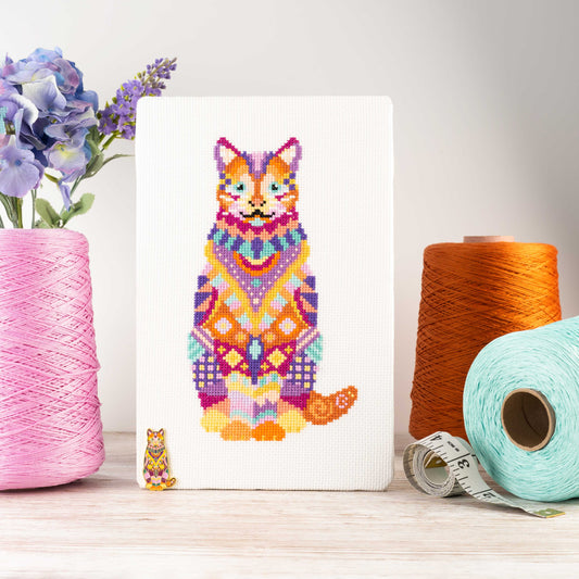 Mandala Cat Counted Cross Stitch Kit