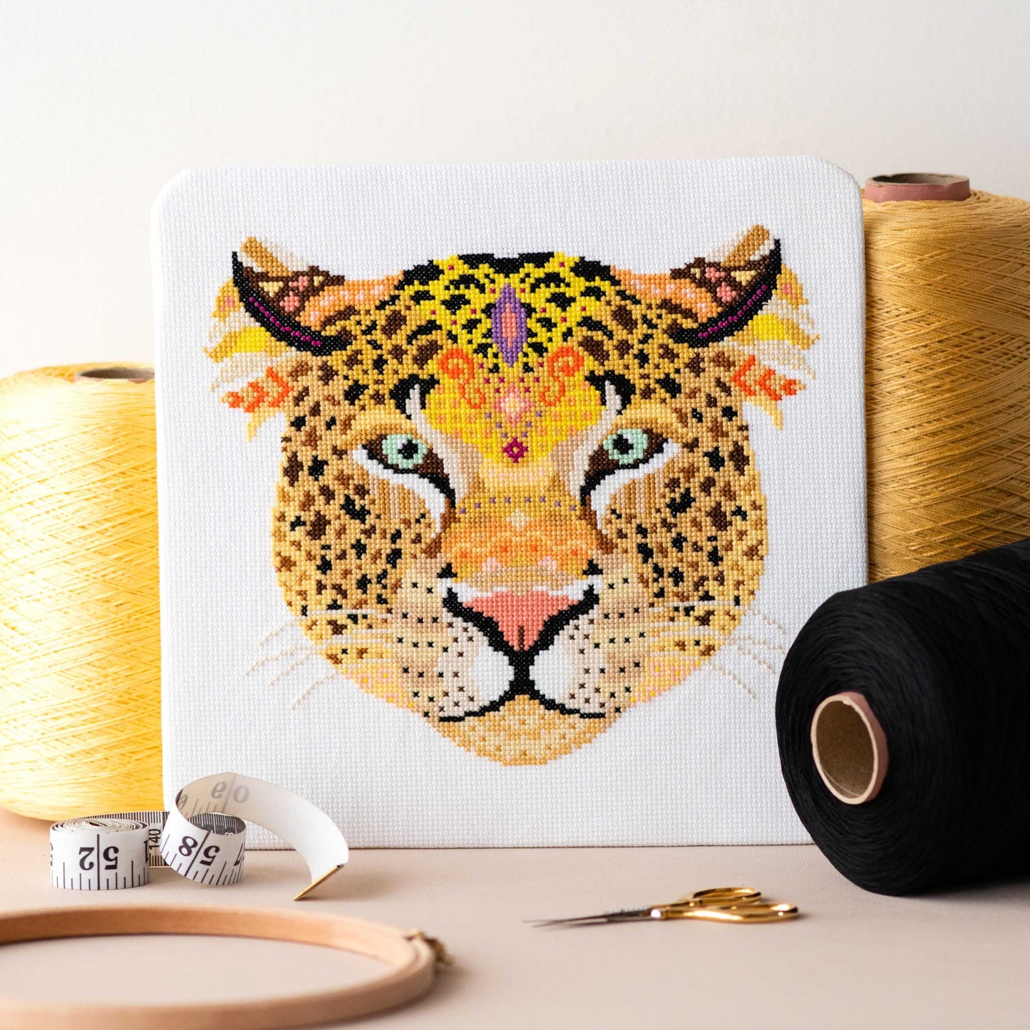 Mandala Leopard Counted Cross Stitch Kit