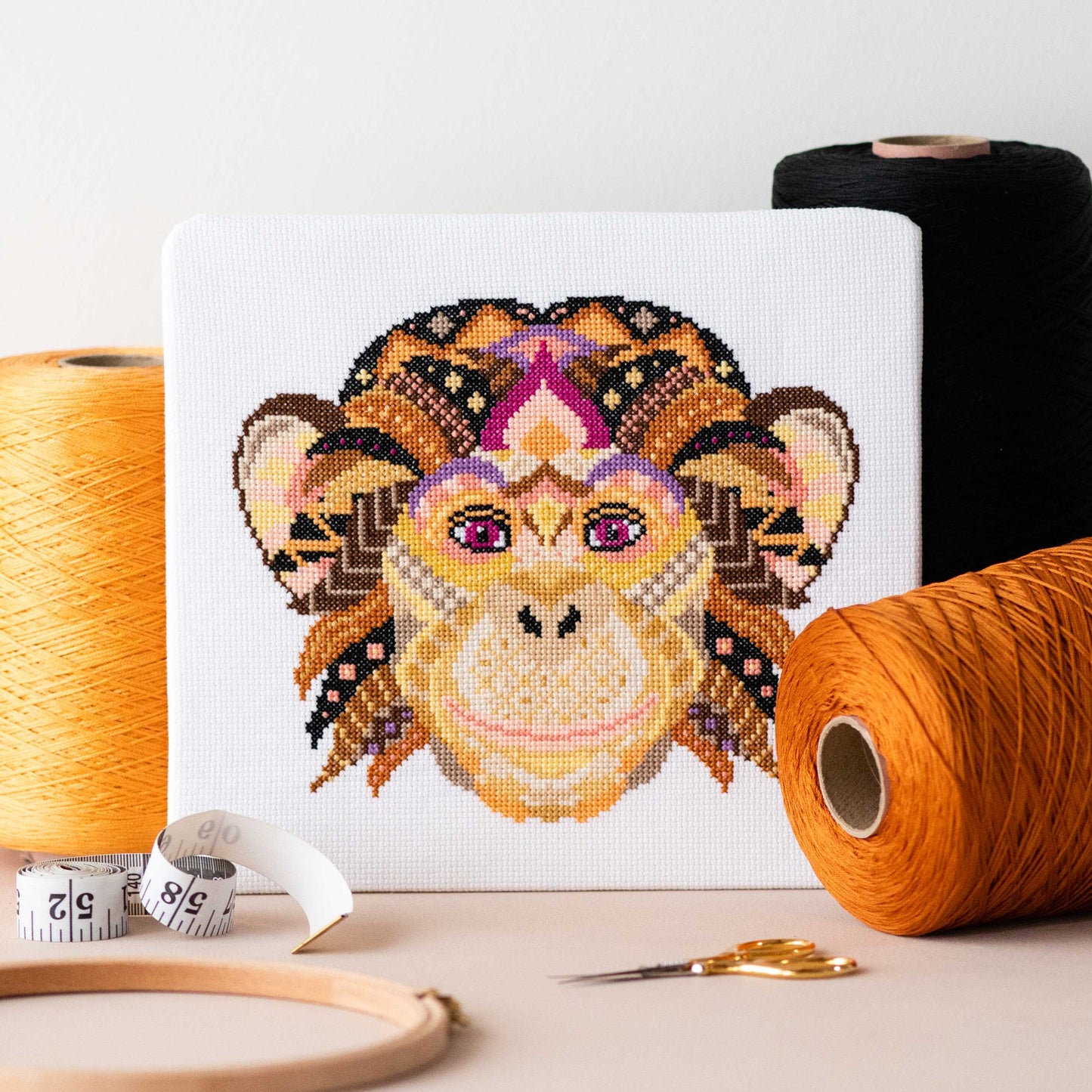 Mandala Monkey Counted Cross Stitch Kit