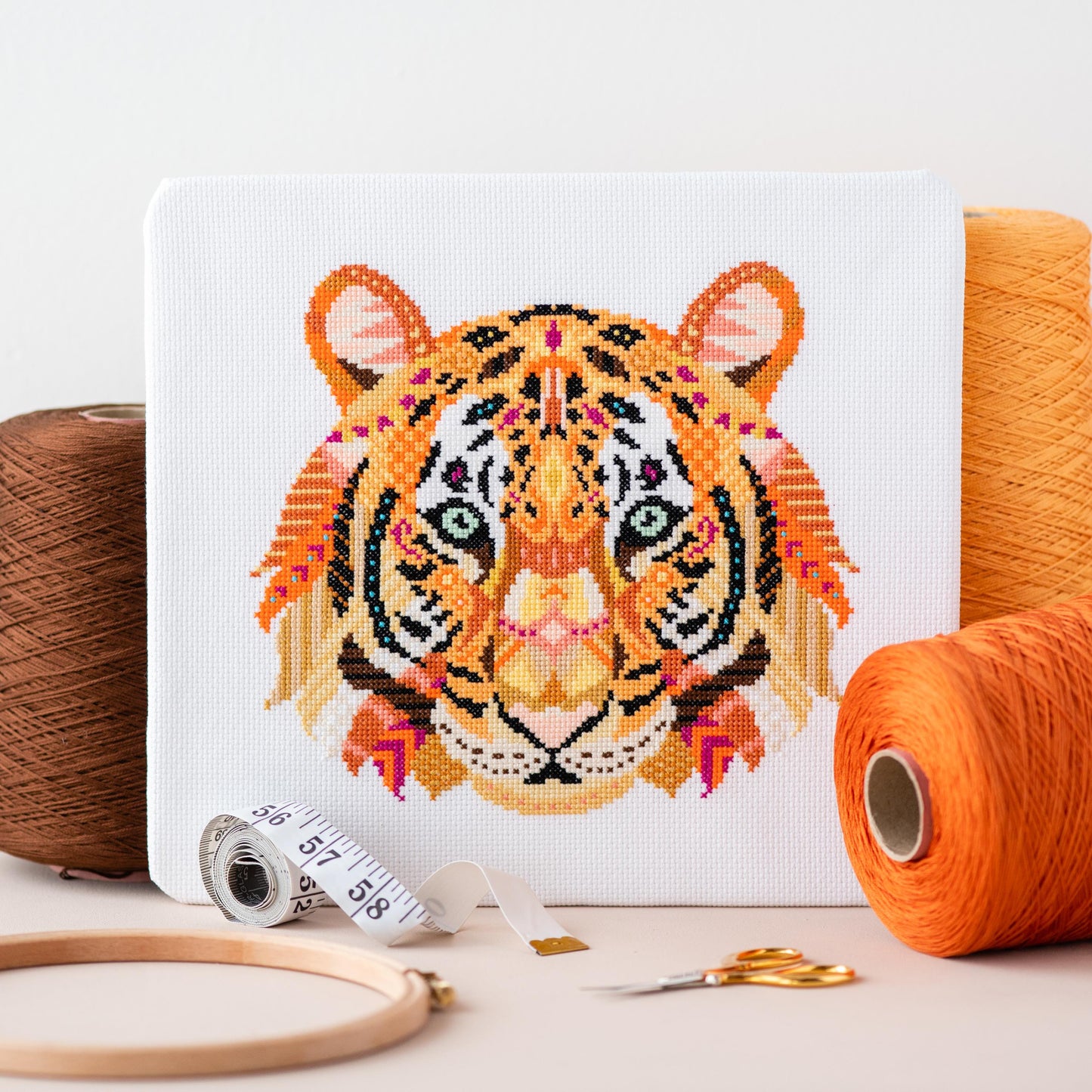 Mandala Tiger Counted Cross Stitch Kit